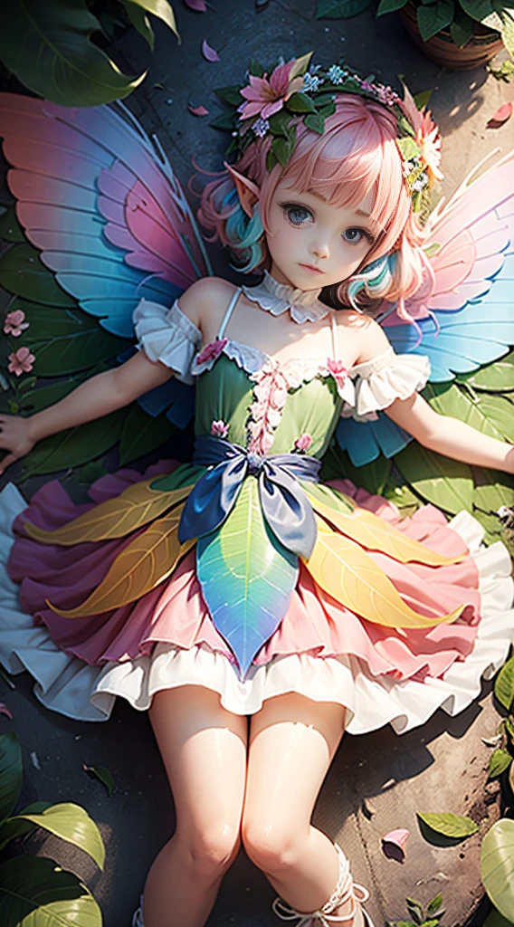 A girl in a colorful hat and a dress with pairs of wings on her back, chibi girl, loli in dress, loli, kawaii chibi, inspired by lyki, chibi art, inspired by Tahara Gu Soda, inspired by Yunduxue, inspired by Wang Lu --auto