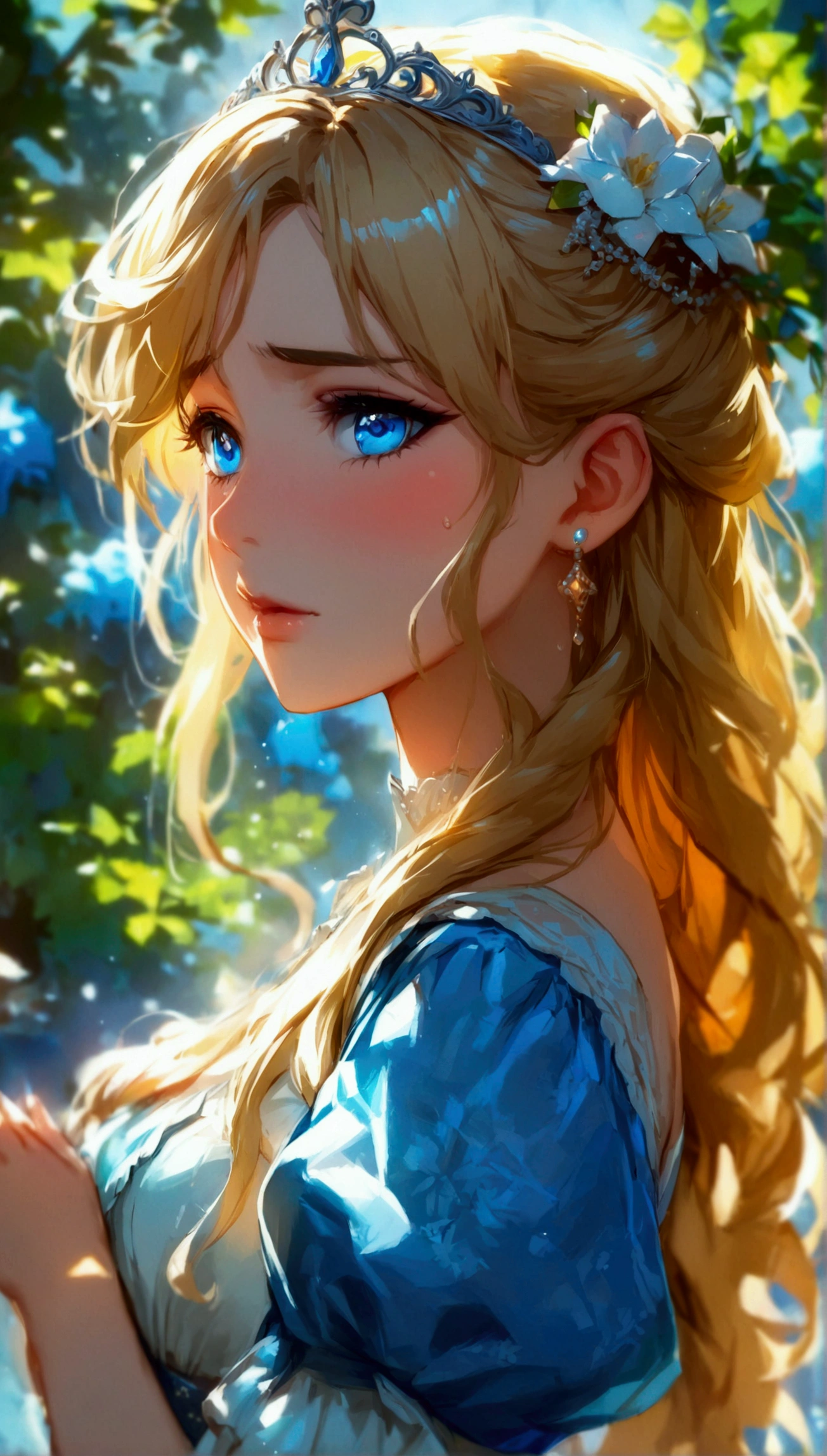 anime. 1 Girl. Cute girl. Princess. Disabled person. Blonde. Long hair. Wavy hair. Blue eyes. Beautiful eyes. Beautiful eyes. Expressive eyes. Ideal face. beautiful nose. 16 years. Medium breasts. Beautiful breasts. Urinary incontinence. Wants to pee. I need to pee. A strong, desperate urge to pee. Hands on crotch. He squeezes his crotch tightly. Rubs the crotch. She peed herself. Urine
flows down your thighs. Ideal anatomical body. Beautiful long legs. Diadem. Neat earrings. Pearl necklace. Luxurious white dress. Victorian style dress. White gloves. Heeled shoes. Wheelchair. Sits in a wheelchair. Full height.
The Royal Castle. Royal Garden. Beautiful character design. Shiny skin. Full body. NSFW. Official art. Extremely detailed CG Unity 8k wallpaper. Ideal lighting. Ultra high resolution 4K. Super detailed 8K resolution. A high resolution. Masterpiece. Best quality.