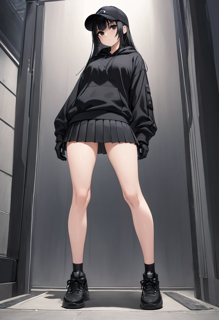18-year-old female,Black Bunny Hoodie,Het Fong,Black and white sneakers,Are standing,Erotic,Expose,first round,In front of people,Super big breasts,Completely naked,long,whole