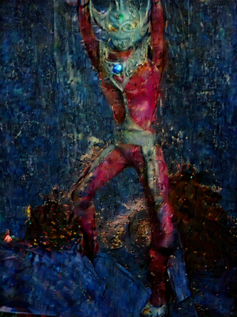 4k,8k,35mm films,photo realistic,Put arms together and emit rays,40m tall Giant superhero Ultraman Taro,standing on Tokyo Japan in the dark,The same size as the building,tall and slim, portrait, fighting pose, photo high quality, realistic photo, night scene,silver helmet, glass hemisphere on chest glows, yellow eyes, forehead lamp glows,martial arts pose, slim body,long limbs,4K
