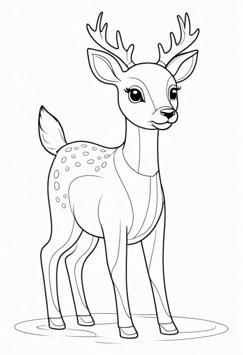 coloring page for kids,  deer , thick lines, drawing, white background