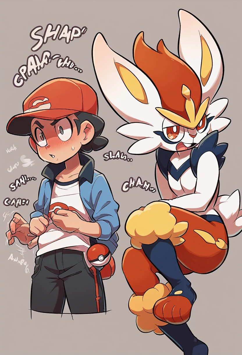 score_9, score_8_up, score_7_up, Pokemon, pokemon trainer, Cinderace, cartoon, cartoon effects.
