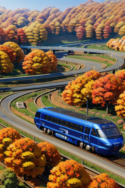 Skyliner 32, autumnの葉で覆われた通りに駐車されたスポーツカー (city:1.3), autumn, Global Illumination, Volumetric lighting, Highest quality, Very detailed, CG-10 ..., figure, Octane Rendering,  