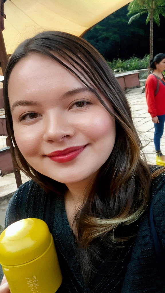 1womanl((selfie da parte supeRiur do corpo, glad)), work of art, best qualityer, ultra detali, standing alone, plein-air, (natta), mountainscape, naturey, (stele, moonligh) happy, glad, duffel bag, sleeping bag, camping stove, water jug, Mountain boots, mitts, sweater, ha, latern, forst, stones, Riu, Wood, smoke, eyeshadows, sharp contrast, Clear sky, analog style (Look to viewer:1.2) (texture skin) (Film grain:1.3), (warm toned, warm toned)