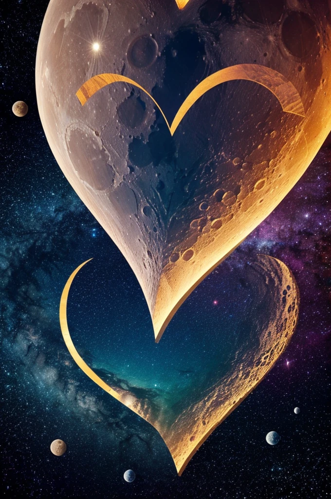Initials Hy F on a moon in the shape of a heart