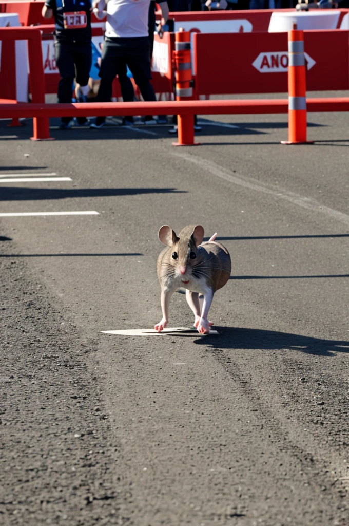 mouse crossing a finish line