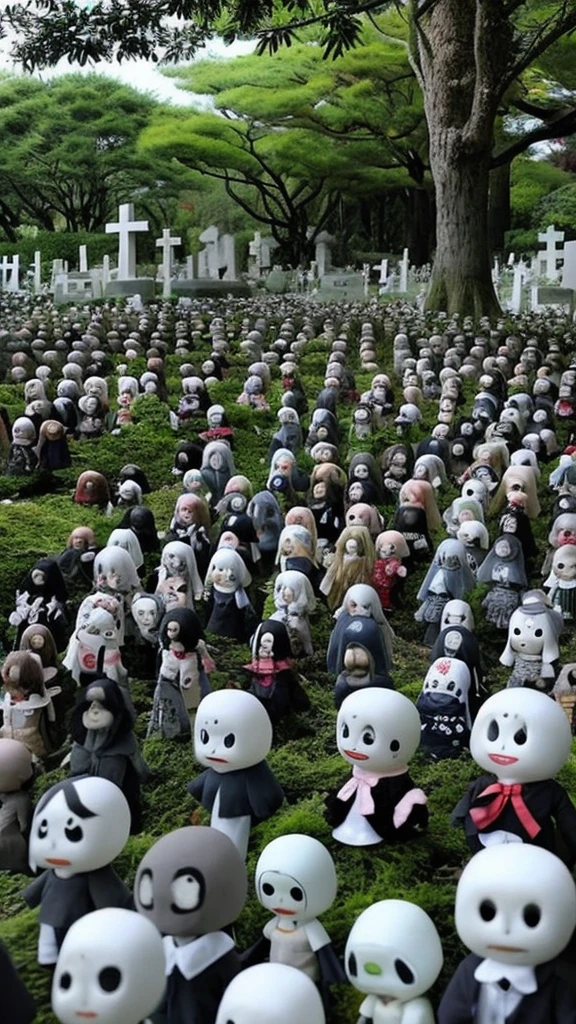 Small dolls, Japanese cemetery, full of dolls, lots of dolls, walking dolls, scary