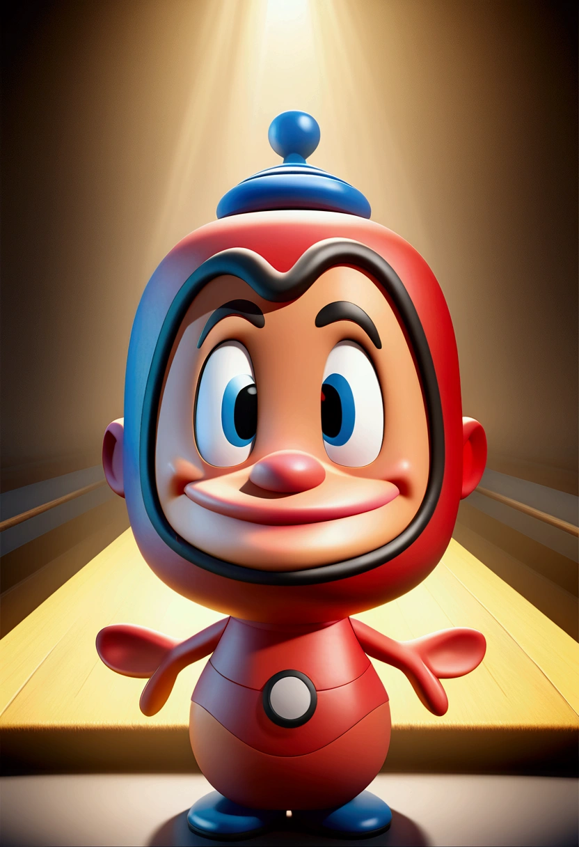 Pixar style image with 3D character, Disney makeup, cute, smiling, Pixar, Disney, Cinema lighting,