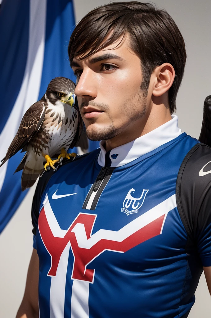 Create a falcon team mascot image with the colors of France 