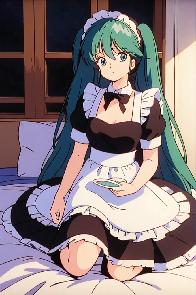 (((Maid clothes)))), (((big)))), Drunk Eyes, hatsune miku,