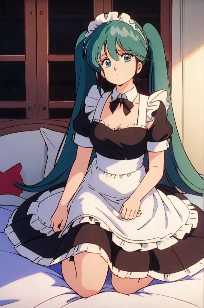 (((Maid clothes)))), (((big)))), Drunk Eyes, hatsune miku,