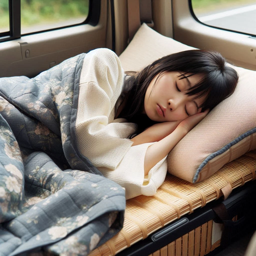 Beautiful sleeping Japanese woman