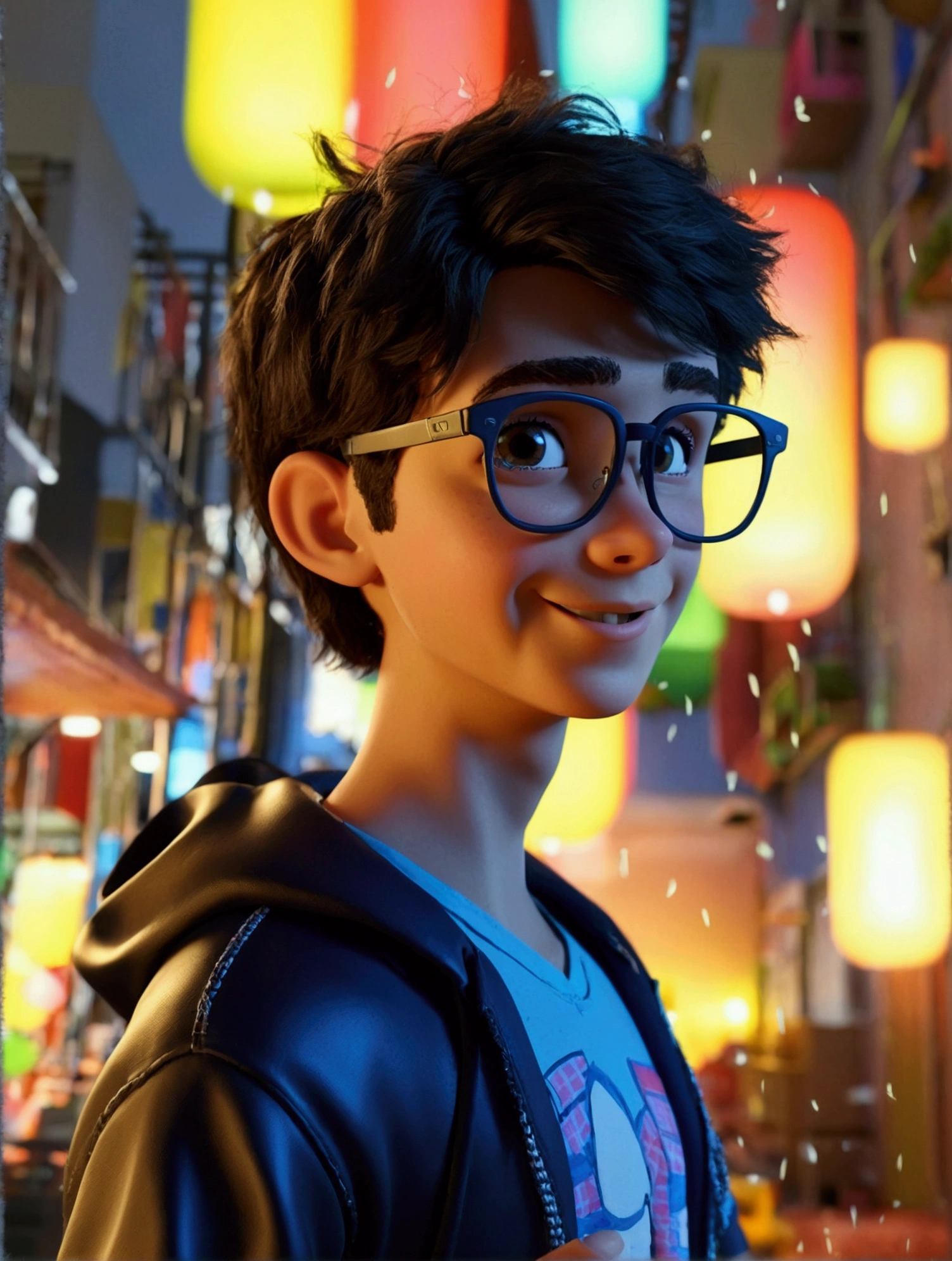 Cartoon character of a man in black glasses and blue shirt, an animated character, stylized character, animation style rendering, 3d stylized, Arnold Maya rendering, Stylized 3D rendering, toon render screenshot, 3d character, 3d character, Stylized 3D rendering, 3D character rendering, cartoon character, Personagem de close up, character posing,  (Pixar-style) (master part:1.2) (bokeh) (best qualityer) (skin detailed) (detailed texture) (8K) (Argilla) (cinematic lighting) (sharp focus