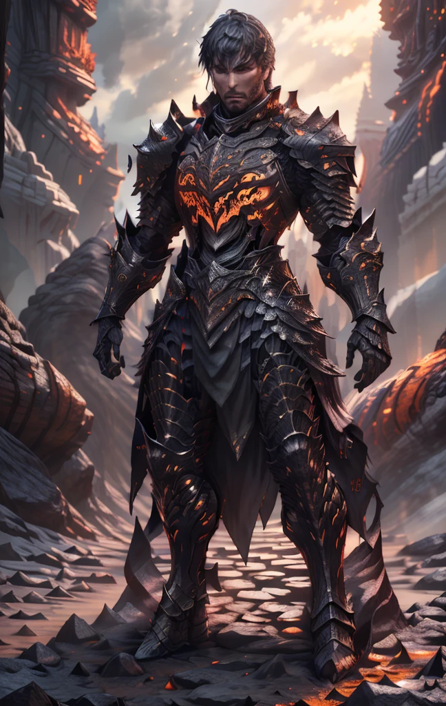 mascle face, mascle, (gazing at viewer:1.0), ((work of art:1.4, best qualityer)), barnabé_tharmr, barnabé_armors, (full body shot shot:1.3)