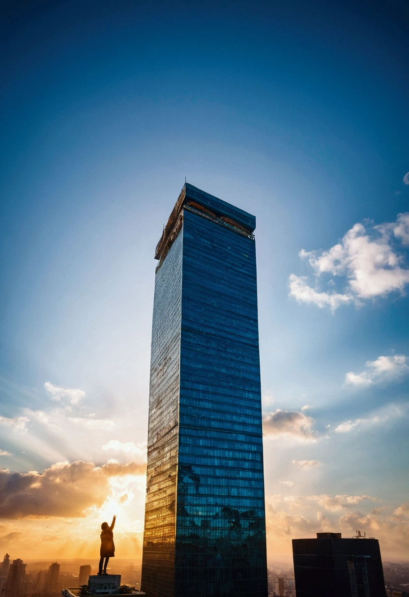 A person standing on a tall building