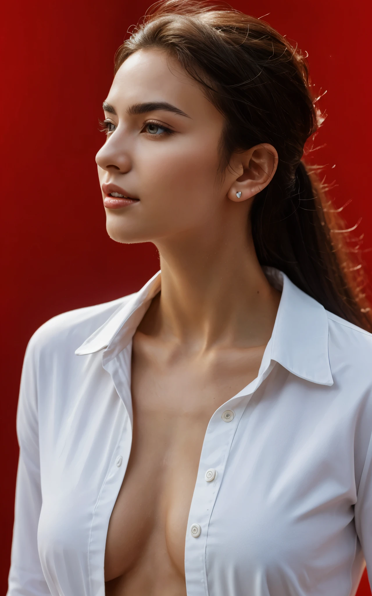 (Irina Shayk:DuaLipa) Dark_Fantasy, Cyberpunk, (Fang Tian Painting Halberd, White Horse, Red: 1.1), 1 woman, Mechanical Marvel, Robot Existence, Cybernetics Guardian, Beauty