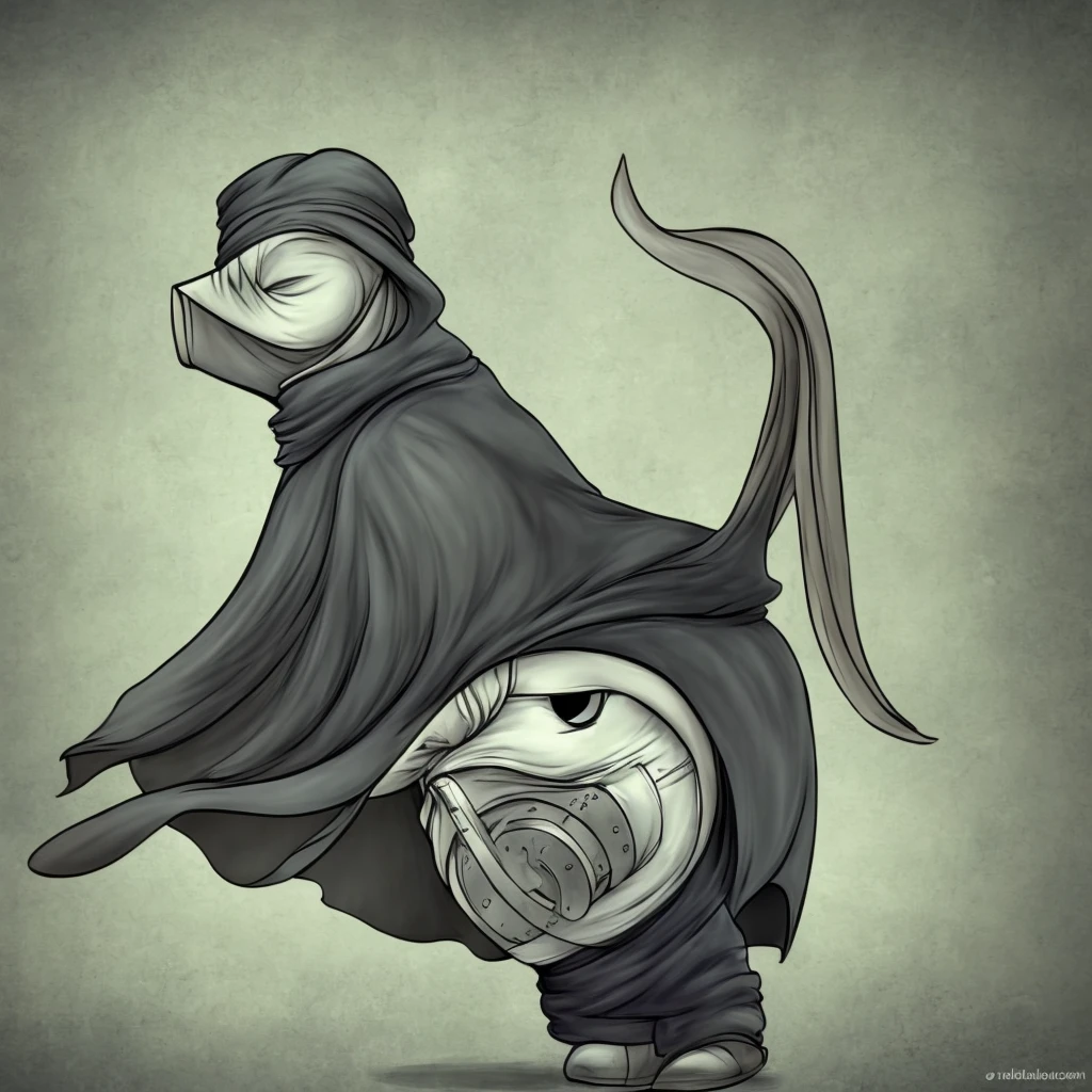 plague doctor, happy face, small sized, cute, looking like cartoon, alone, dark , scary, looking at viewer,