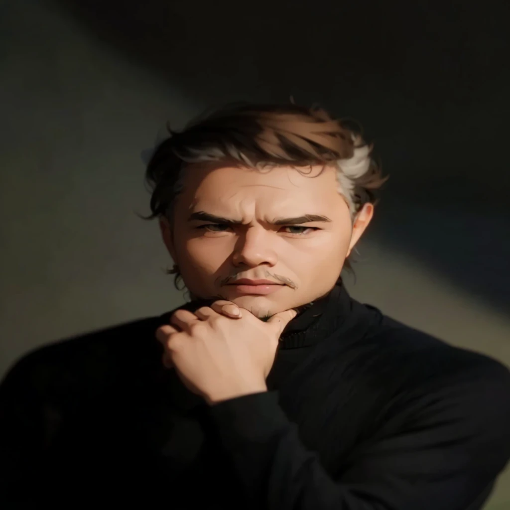 Create a high-quality anime-style image featuring a man standing on a rocky cliff by the sea. The man has white hair, a beard, and is wearing round glasses. He is dressed in a white shirt, beige pants rolled up at the ankles, and white sneakers. His posture is relaxed, with his hands in his pockets, gazing thoughtfully into the distance.
The background consists of a clear blue sky filled with fluffy, white clouds. Below the cliff, there is a calm sea with boats and a small coastal village nestled at the foot of green, mountainous terrain. The scene captures a peaceful, reflective moment, with vibrant colors and detailed shading to emphasize the tranquil and contemplative atmosphere.