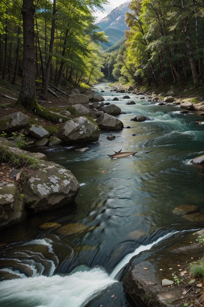 Video of mountain rivers and forest fish