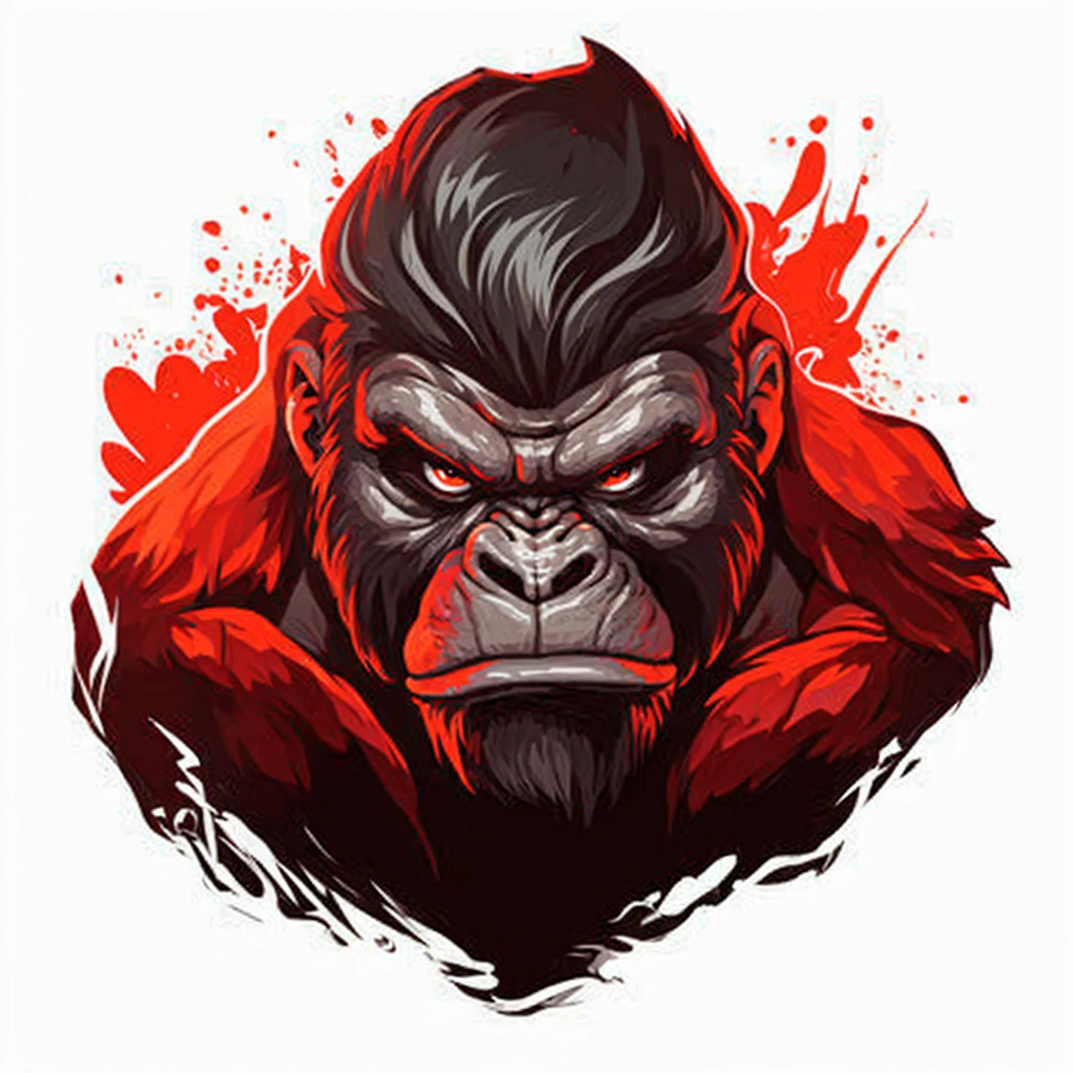 Angry gorilla face vector illustration smoking cigar