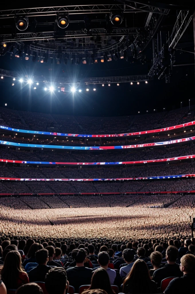 Arena with many people at a concert 
