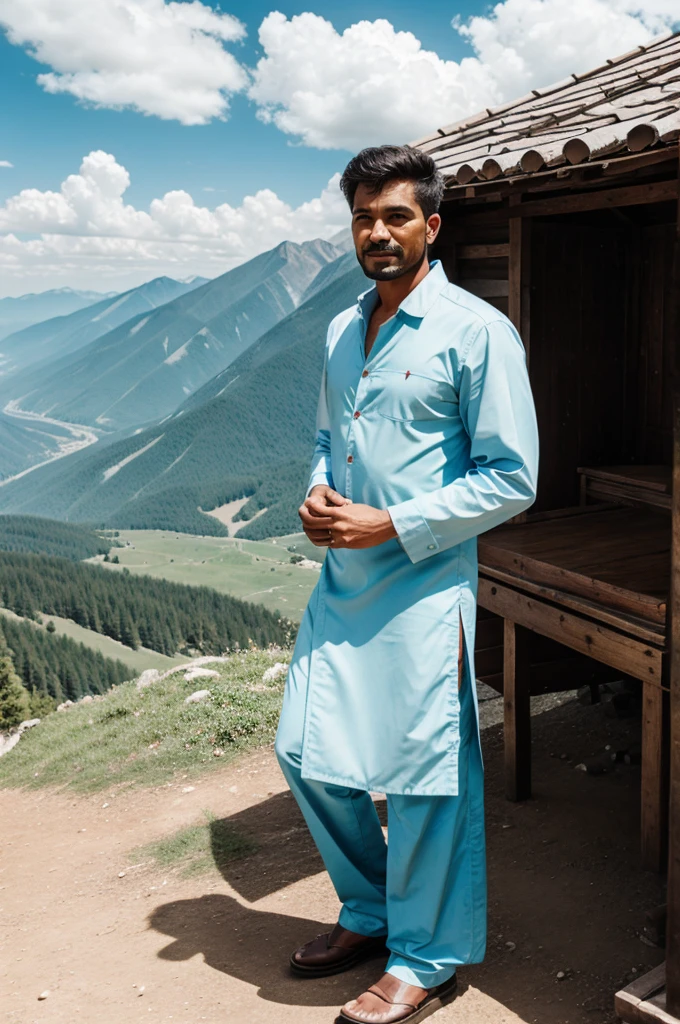 Man in national clothes in the mountains