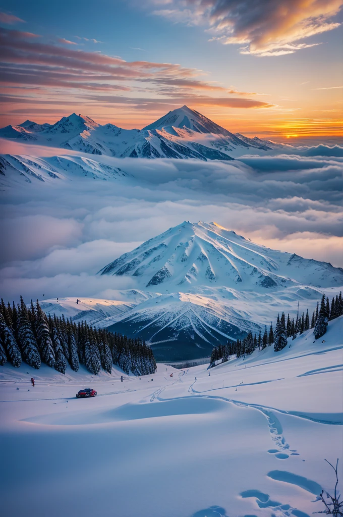 Elbrus mountain at sunset