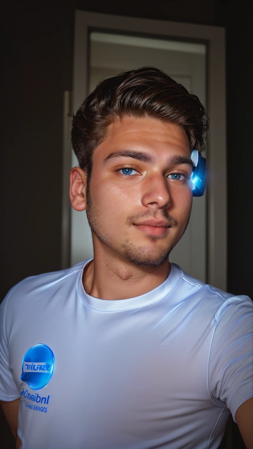 there is a man with a white shirt and a blue and orange shirt, with accurate face, without beard, around 1 9 years old, face picture, with kind face, shot on nikon z9, front profile!!!!, without helmet, good looking face, very very low quality picture, ayan nag, portait photo profile picture,  profile picture