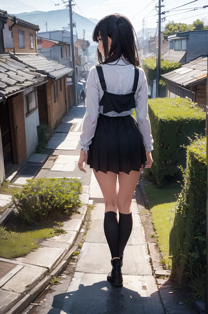 (master part), best quality, expressive eyes, highres, face perfect, 1 girl, standing alone, mscrgto, portraite, Looking at the Viewer, landscape background, Standing, Ass, from the back