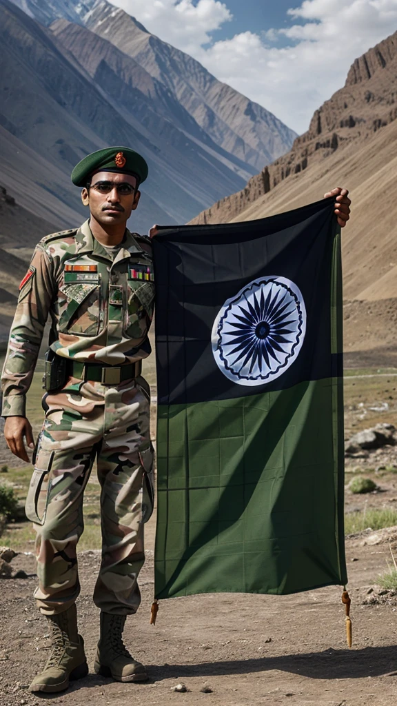 Indian army kargil war flag three color read white green a big size soljar
