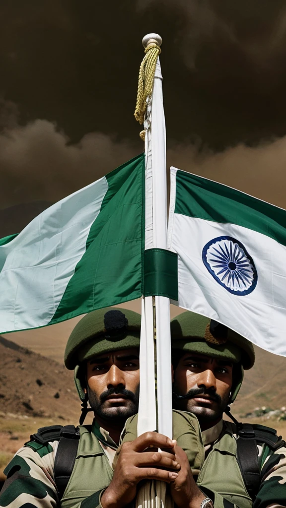 Indian army kargil war flag three color read white green a big size soljar