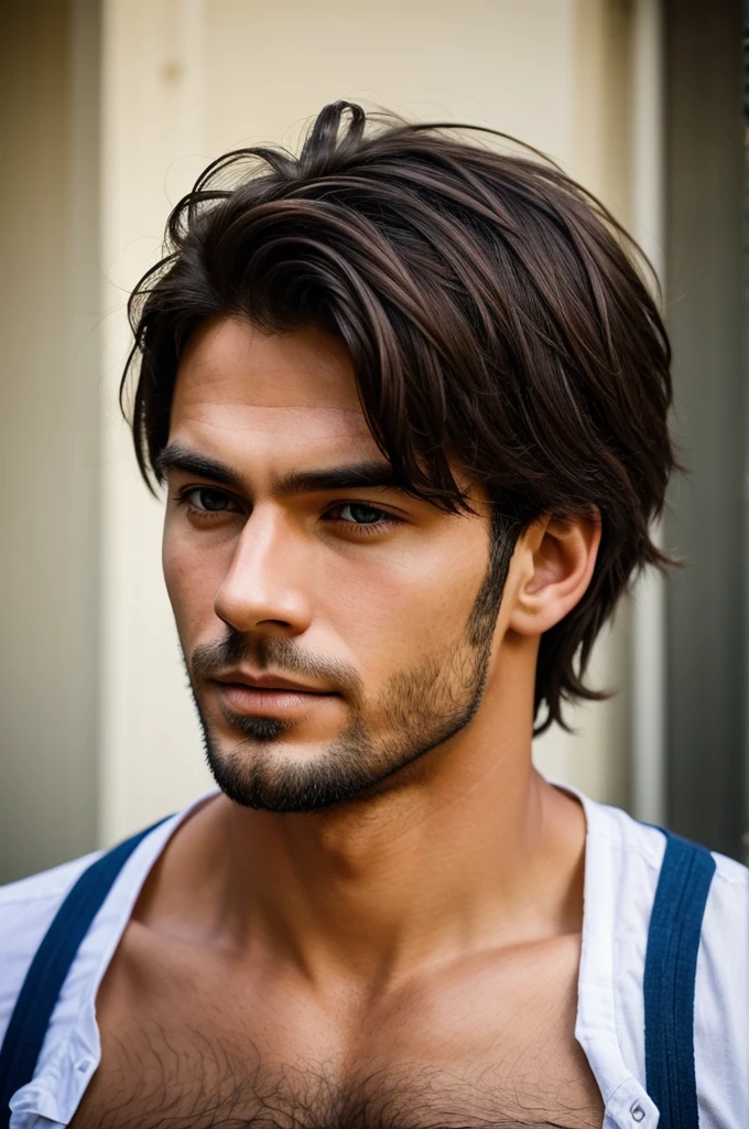 I want to create a realistic photo of a good looking guy that doesn't belong to this world