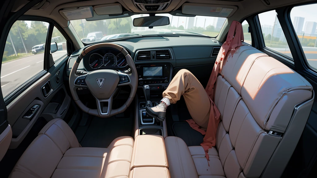 car interior during the zombie apocalypse