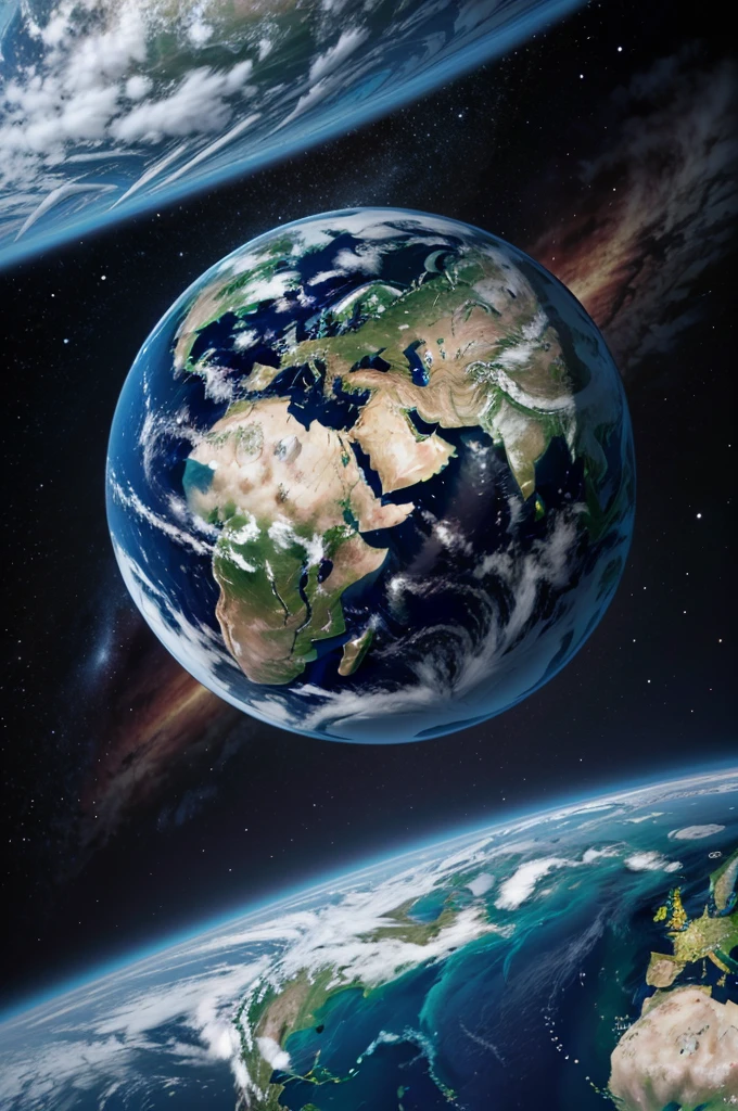 Create a detailed and realistic image of planet Earth in 4K resolution (3840x2160 pixels) to be used as a profile photo on TikTok. The image must capture the beauty of the planet with vibrant colors, showing continents, oceans and clouds clearly. Include natural lighting that highlights geographic features, with a spatial perspective that shows the curvature of the Earth. Make sure the Earth is centered and clearly visible even when the image is resized to a circular format.