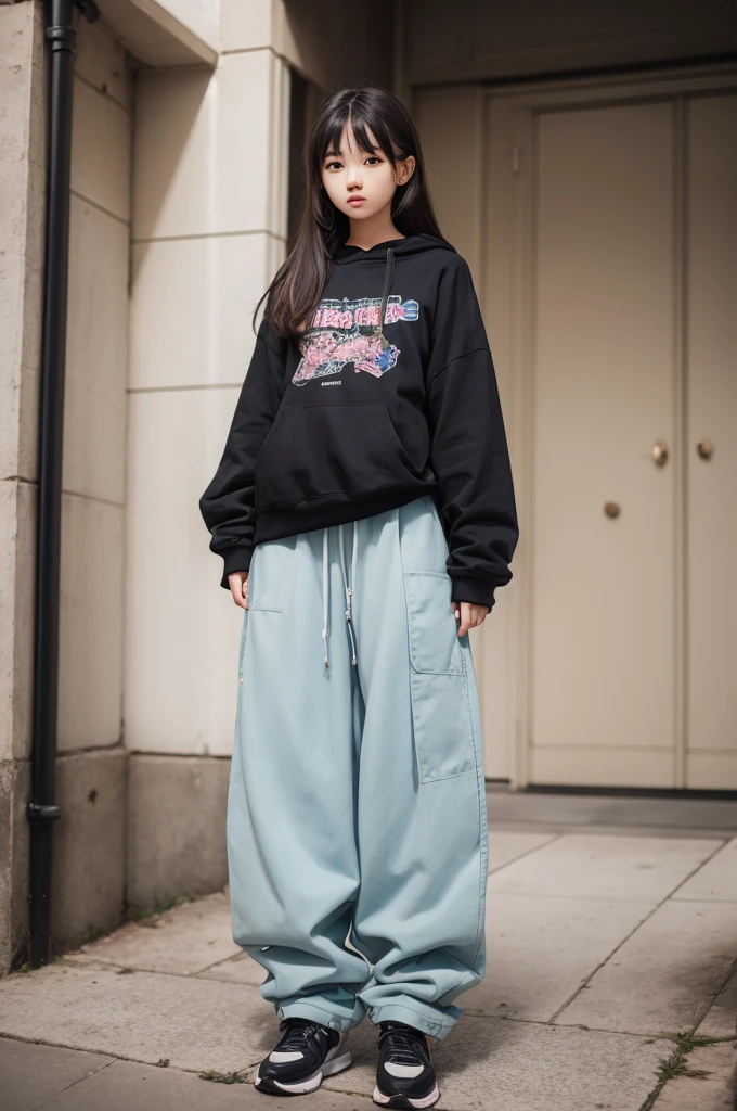 girl with very baggy pants