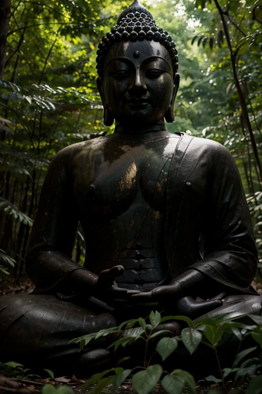 buddha in the forest dark natural 4K image size 3840 x 2160 for pc wallpaper