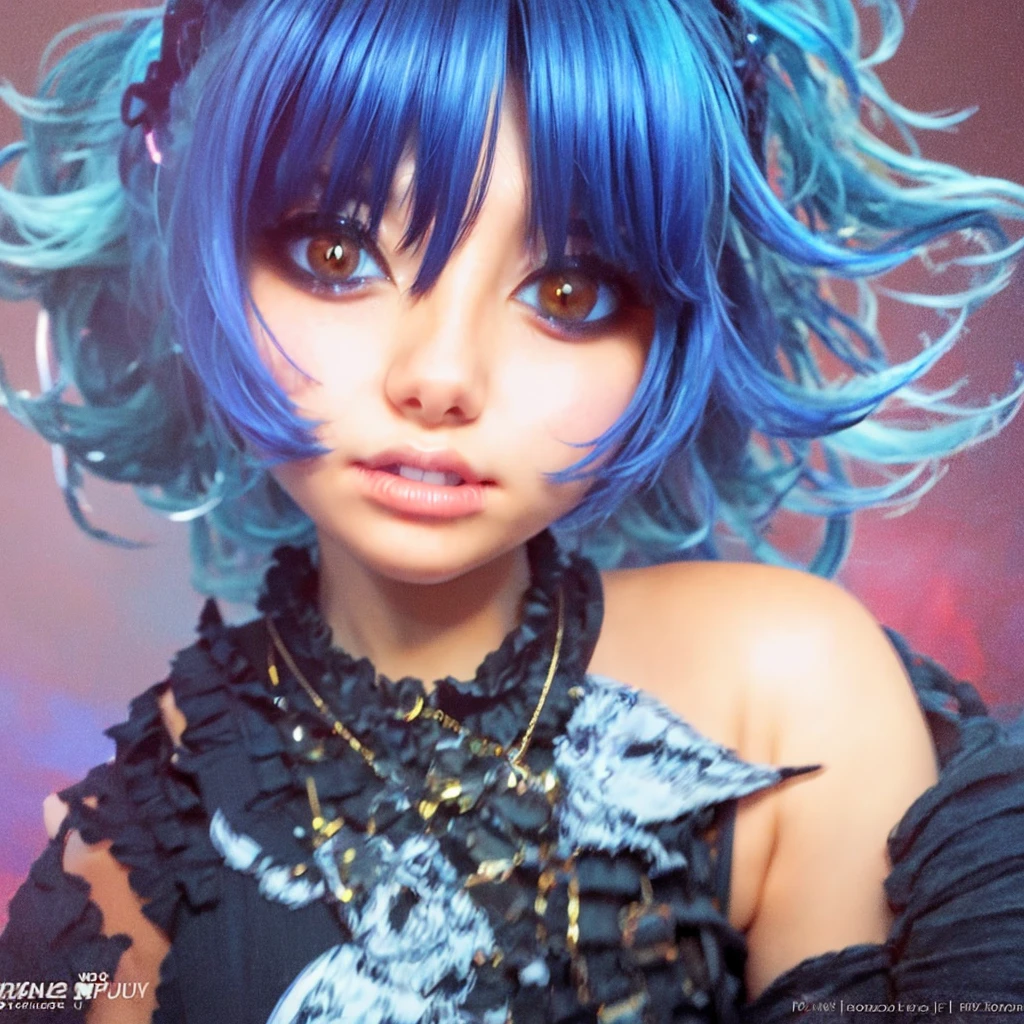 Close-up of a woman with colorful hair and necklace, anime girl with cosmic hair, Rossdraws' soft vitality, Guvez style artwork, fantasy art style, colorful], Halloween illustration, vibrant fantasy style, Rossdraws cartoon full of vitality, cosmic and colorful, Guweiz, colorful digital fantasy art, stunning art style, beautiful anime style, full body lighting, skin brightening, sexy expression, shot with sony alpha 7, DSLR camera