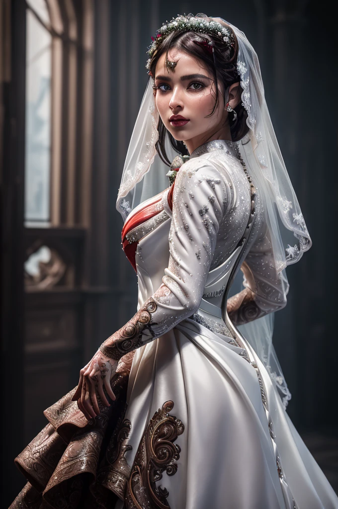(16k, RAW photos, top quality, masterpiece:1.5), (realistic, photorealistic:1.37), (ultra detailed:1.5), (high detail skin:1.5), 8k UHD, (full body:1.1), dslr, high quality, film grain, shining Nordic eyes, professional lighting, photon mapping, ((group portrait:1.5)), Neo-Baroque, 3 ultra sexual victorian era Hungarian females xix century females, FF cupped large breasts, facing the camera, hazel hair, red lips, pretty features, Wadim Kashin, James Gurney, Ink, splash art", amazing beauty, Royo, Bak, hyper detailed Splash art modern European ink painting ornate and elaborate, dynamic, Neo-Baroque, full body shot, walking towards the camera, game of thrones themed, the Lannister’s, ((ultra sharp focus:1.5)), hyper detailed features, ((super sexy mini bridal gown:1.5)),