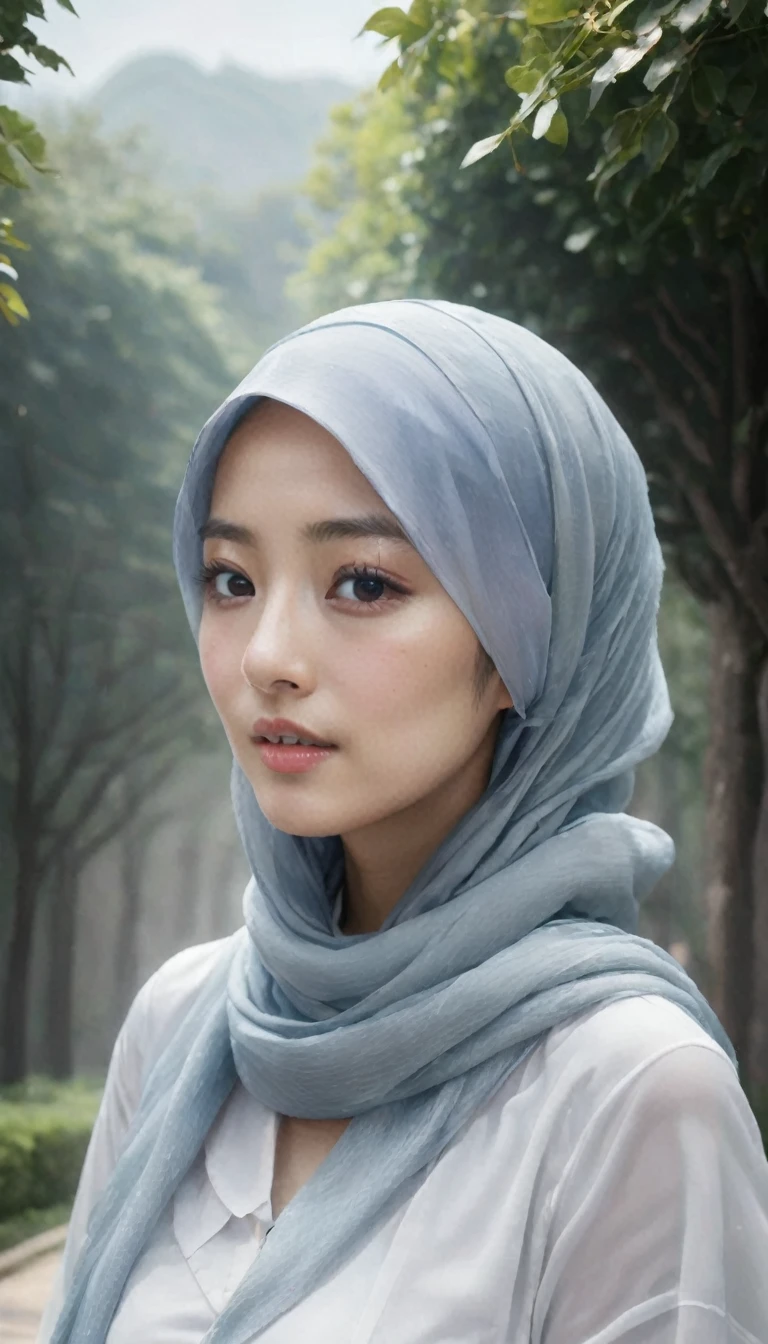masterpiece, top-quality, 8K, absurderes, a beauty girl, kawaii, outdoor,(half body:1.3), (fullnude:1.5), wearing pasmina hijab,hijab, ,nice body, No makeup, bukkake, Near and far law, depth of fields, A hyper-realistic, hight resolution, a picture, sharp focus, nffsw, face lights, dynamic lighting, Highest detail, Extreme details、ultra-detailliert、detaile、authentic skin、delicated facial features