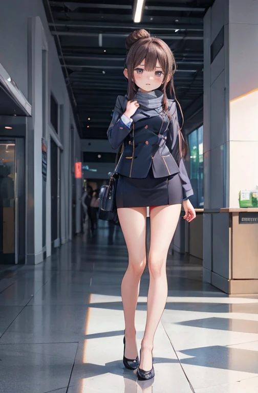 (work of art:1.2、highest quallity:1.2)、32k HDR、high resolution、(standing alone、1 girl、slender figure)、(Realistic style with Starlux Airlines uniform)、 (in the airport lobby, professional lighting)、A suitable woman, beautiful face,、(Starlux Airlines silver uniform:1.4)、(半袖のStarlux Airlines silver uniform)、(chest scarf)、breasts big、(long hair updo、hair bun)、dark brown hair、Long shot、((fine hand:2.0))、((Harmonious body proportions:1.5))、((normal limbs:2.0))、((normal finger:2.0))、((Delicate Eyes:2.0))、((normal eyes:2.0)))、Beautiful standing posture、ssmile