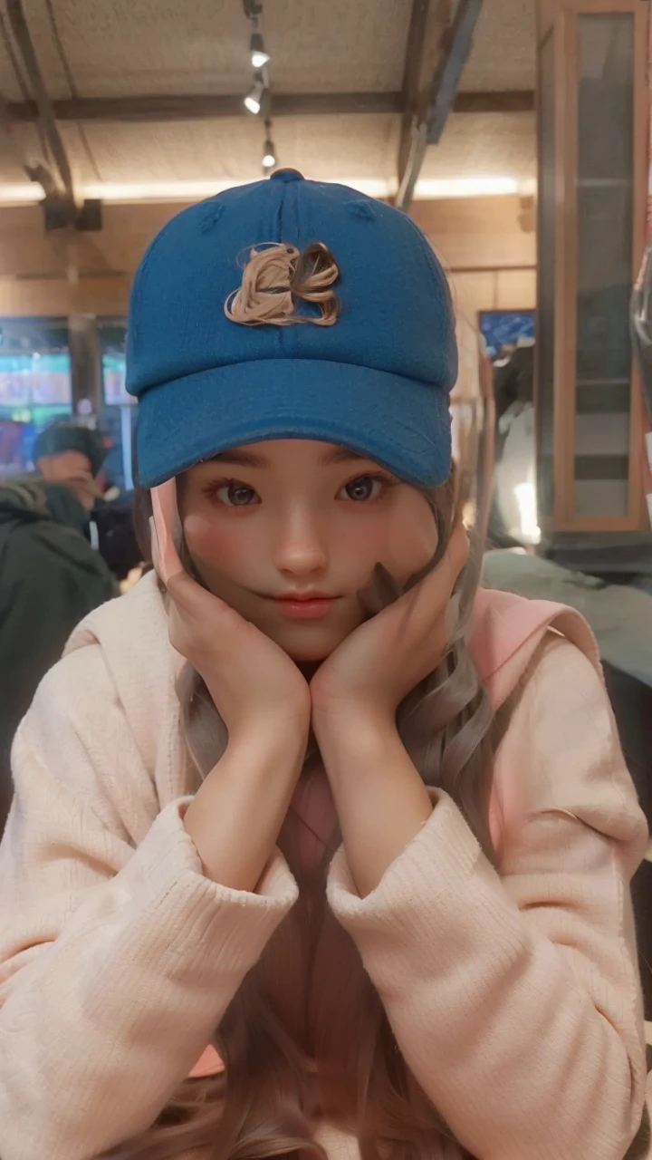girl, long brown hair, gray eyes, Sharp features, white skin, pink lips, wavy hairstyle, sweater, brown jacket
