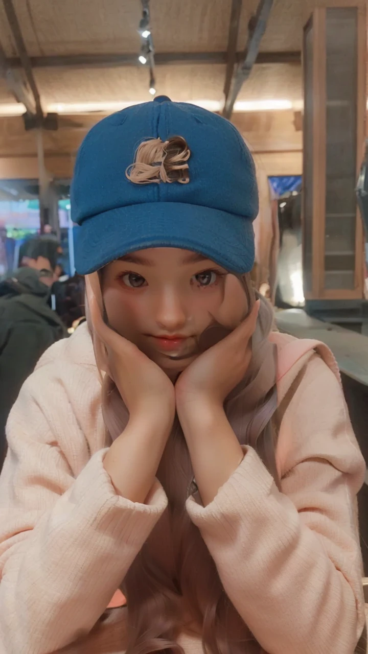 girl, long brown hair, gray eyes, Sharp features, white skin, pink lips, wavy hairstyle, sweater, brown jacket