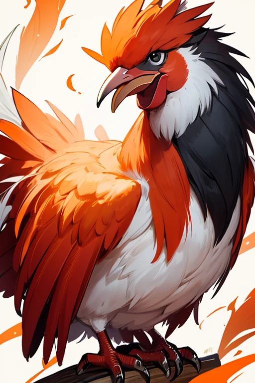 create an image of a winking rooster, nice white and orange feathers