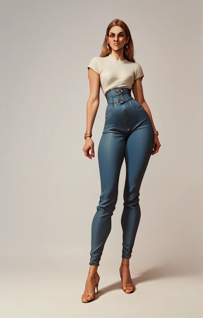 culona, Big legs, small waist, head on, leggins blancos