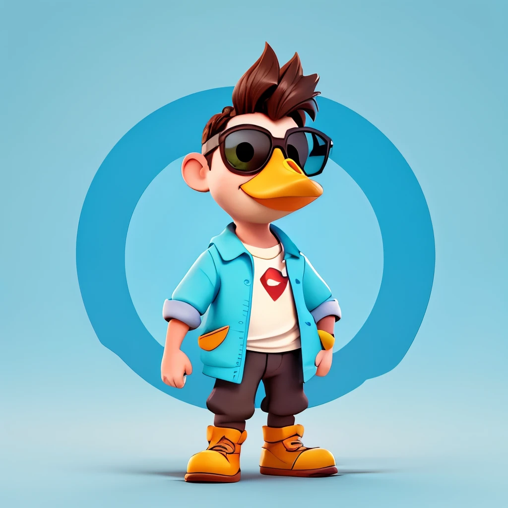 Cartoon male duck, not nft style, with sunglasses, for social media profile photo