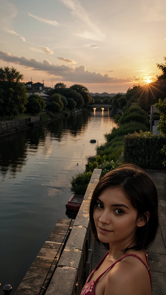 A riverside sunset