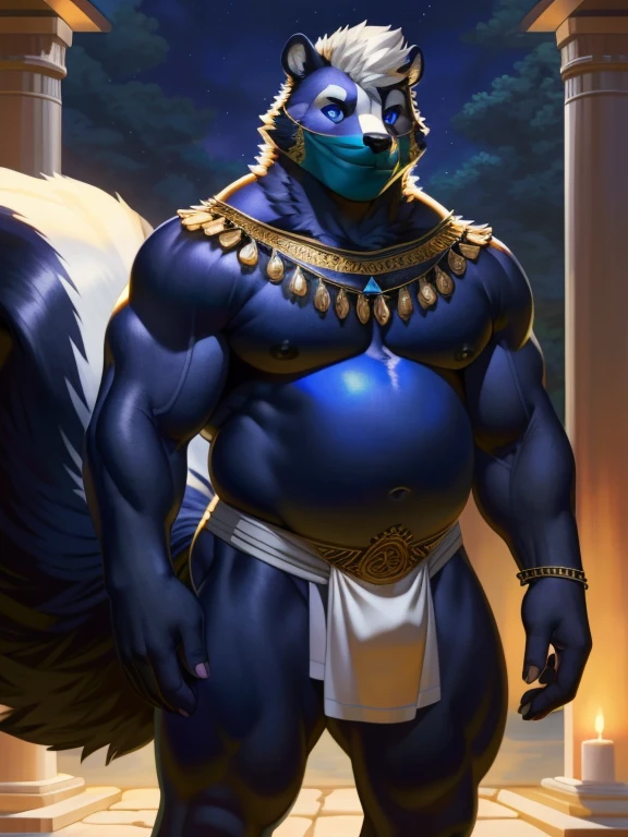 Solo, Male, (Muscular), sacrifices, (male anthro wolf):1.3, Pure black body,Kneel, (Kamimei):1.3, (komono:1.4) (DOA):1.23, Detailed eyes, lizard tail,A pair of dragon horns, A pair of dragon wings，((half-body portrait)), (Detailed eyes, Yellow eyes，Red eyes, Black skin，Yellow stripes，Sharp claws，Cute beast claws，drools，Fluid spills from the lower body，Milk spilled all over the floor，Egyptian costumes，Egyptian totem，Abinus，glowing light eyes):1.1, (exteriors:1.35), altar, firey, fumo, In an Egyptian-style bath, the night,foggy atmosphere，huge monster dick, cumming, flex muscles, long huge penis, monster penis, , sperm everywhere focus, fur focus, furry body, body in fur, enjoying yourself, masturbate, handhob, smiling confidence, looking into camera, sexy pose focus, showing feet, feet focus, detailed penis, detailed cum, detailed smile Be red in the face，Kneel，Collar，Cages，Chains bind hands and bodies，submit to，drunk，enjoying，looking to the camera，having fun（Particle，glowworm，blue glowing）：1.3，detailedbackground，realisticlying，realistic hand，8k hdr，（Dark shadows，Wide dynamic range，hdr，low-light：1.2），author（pino daeni，（author：by ruaidri），author：virtyalfobo）