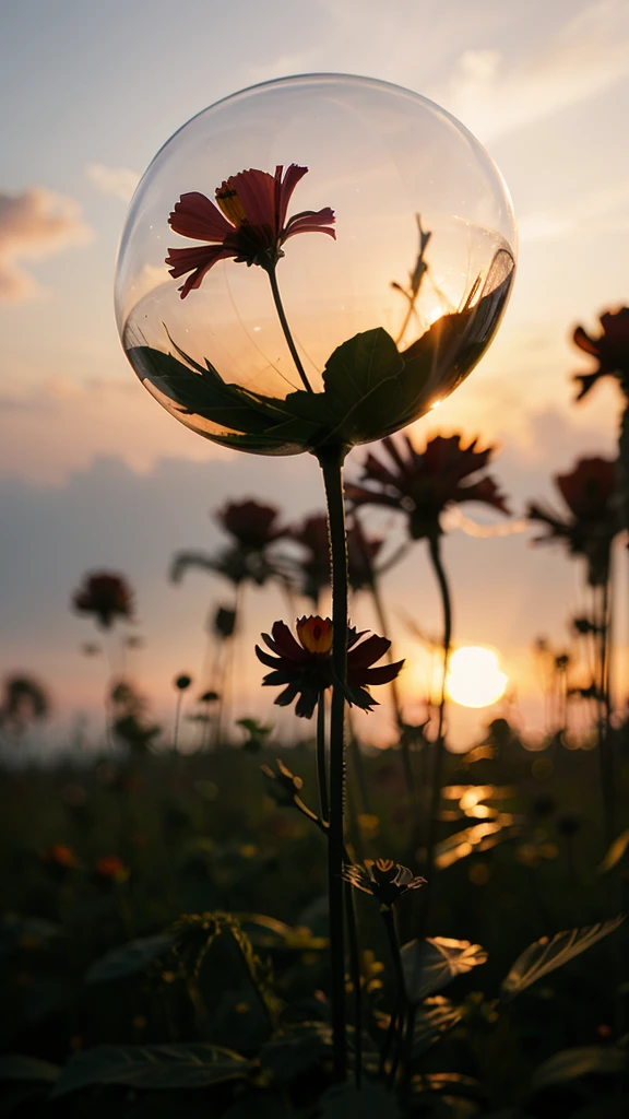 Some cosmos flower in one frem background blur and sunset