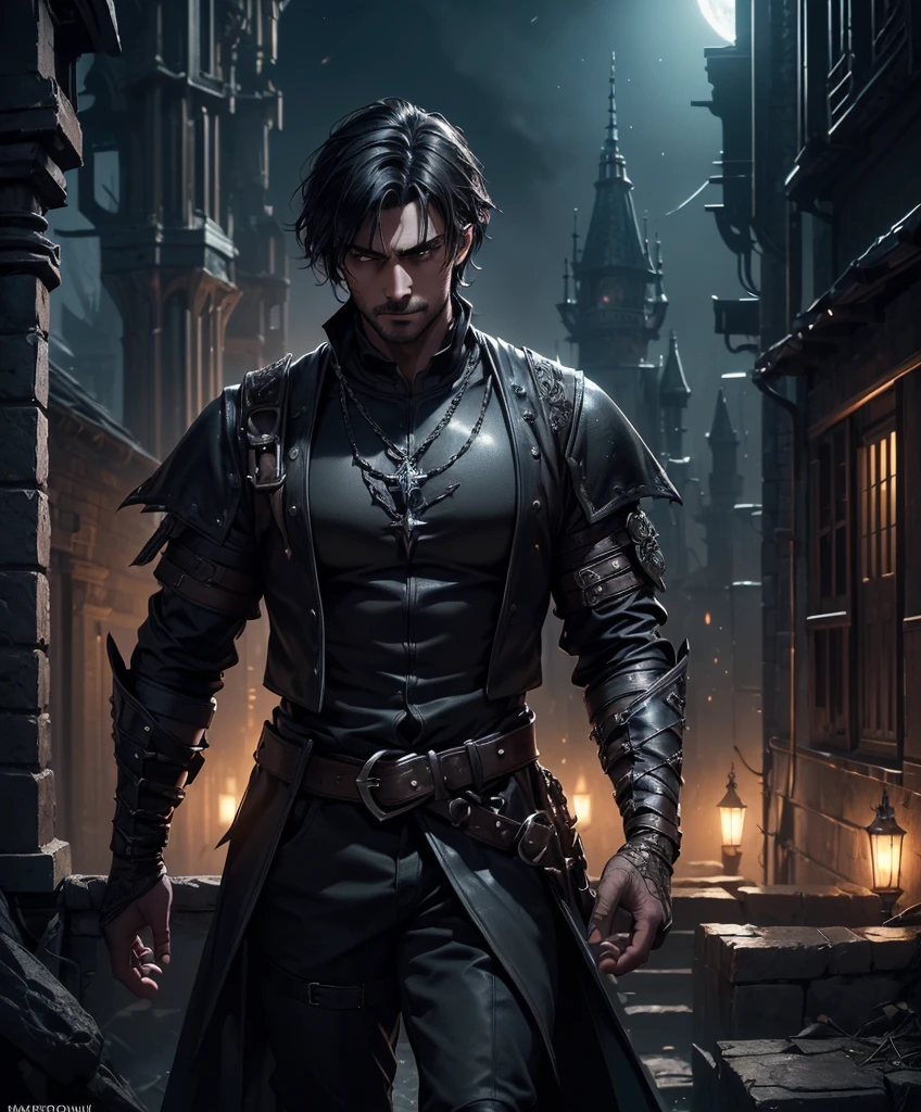 (((Single character image.))) (((1boy))) (((Dressed in medieval fantasy attire.)))  (((Generate a darkly handsome male character for a fantasy setting.))) (((Appears to be 20 years old with youthful looks.))) (((Dark and sinister background at night.))) (((Strong baramanga elements.))) (((Alpha male))) (((Solo character image.))) (((Generate a single character image.))) (((Extremely sexually attractive.))) Dark fantasy art, (((Dark, night time background.))) (((Strong elements of dark medieval fantasy.))) (((Sexy and handsome male.))) (((This is an urban explorer in a dark fantasy realm.))) Night background. Dark. Eerie. Dark fantasy art highly detailed, volumetric light, artstation, strong erotic overtones, dressed in a puffy shirt and pirate vest flirty, best quality:1.0,hyperealistic:1.0,photorealistic:1.0,madly detailed CG unity 8k wallpaper:1.0,masterpiece:1.3,madly detailed photo:1.2, hyper-realistic lifelike texture:1.4, picture-perfect:1.0,8k, HQ,best quality:1.0,