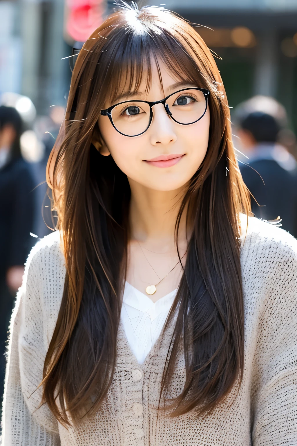 Japanese, beautiful, glasses, White long hair 